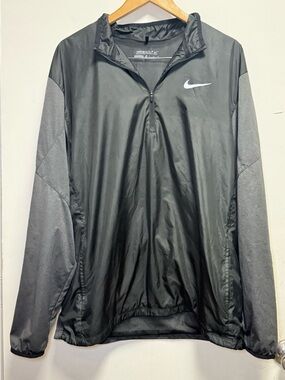 Nike Black Windbreaker with Gray Sleeves Half-Zip Pullover